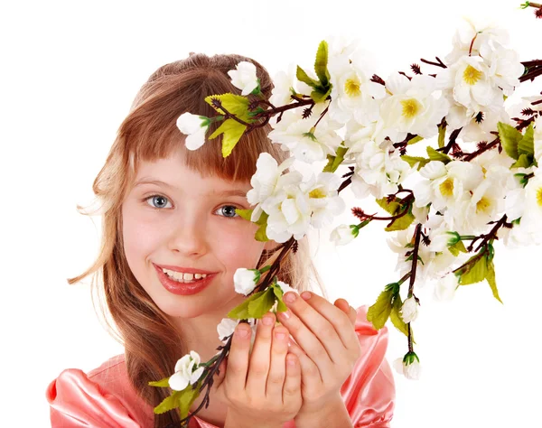 Krásná dívka s květinou jara. — Stock fotografie