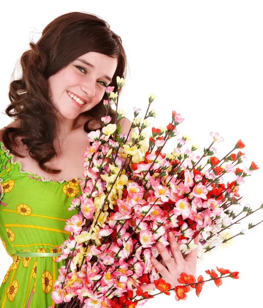 Красива дівчина з весняною квіткою . — стокове фото