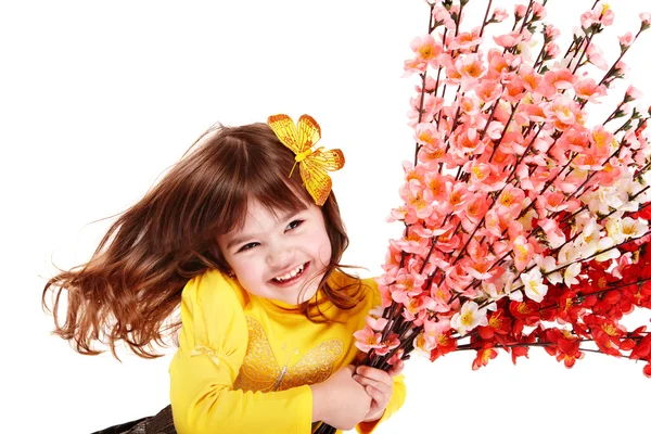 Gyönyörű lány a tavaszi virág — Stock Fotó