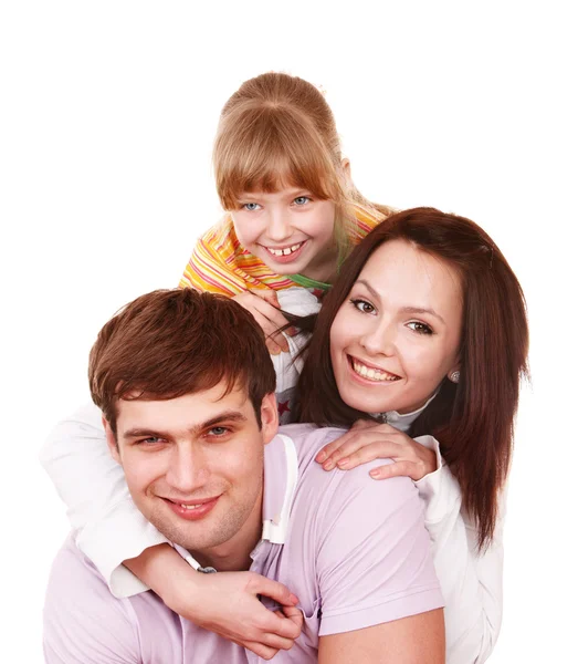 幸福的家庭与儿童女孩. 免版税图库照片