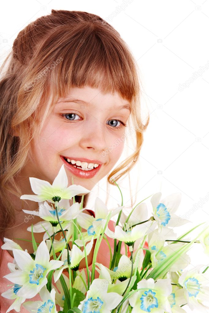 Beautiful girl with spring flower.