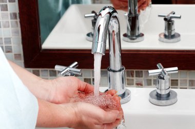 Interior of bathroom with water. clipart