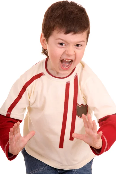 Chłopiec w sport sweter krzyk. — Zdjęcie stockowe