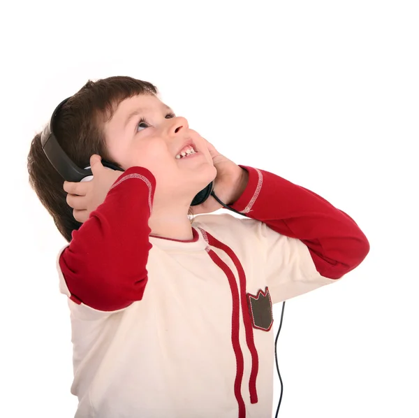 Boy in headphones listen music. — Stock Photo, Image