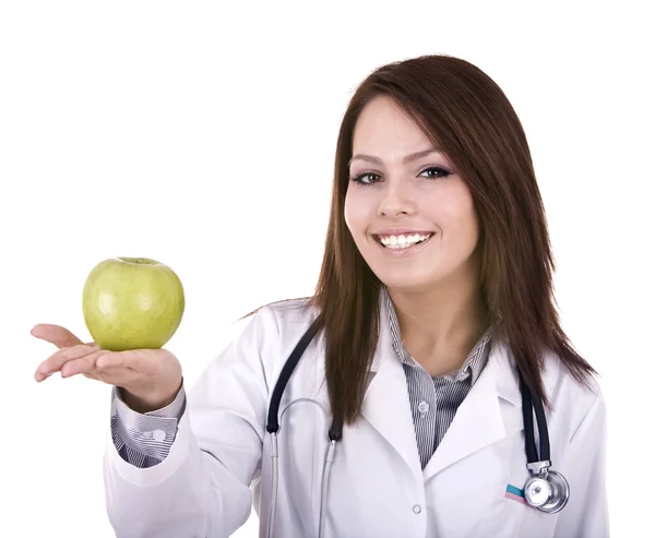 Портрет лікаря та яблука . — стокове фото