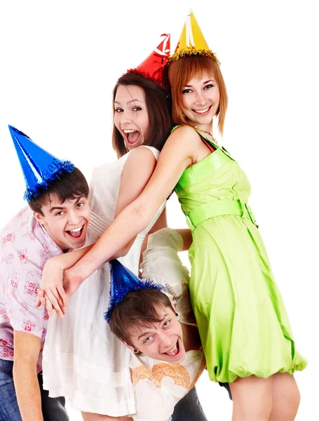 Group of in party hat — Stock Photo, Image