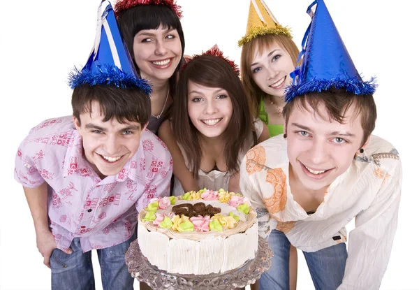 Grupo de adolescentes celebrar cumpleaños — Stockfoto