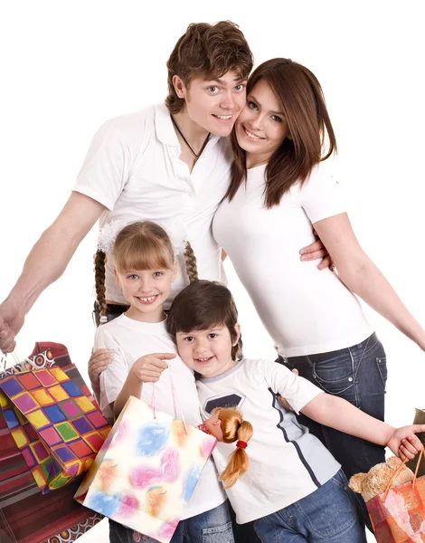 Família feliz e compras da criança — Fotografia de Stock