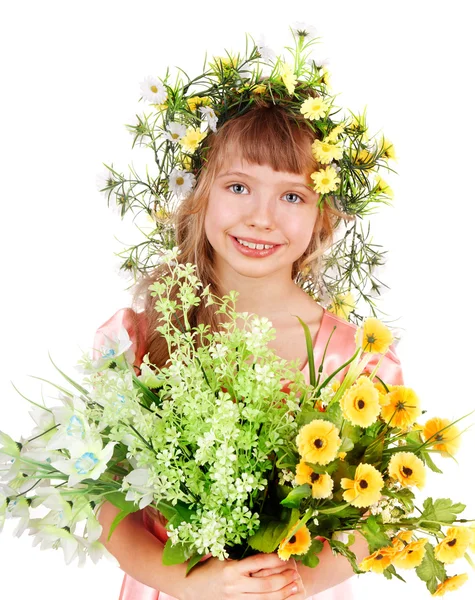 Hermosa chica con flor silvestre . —  Fotos de Stock