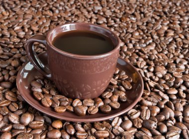 kahve fincan tabağı ve kahve çekirdekleri