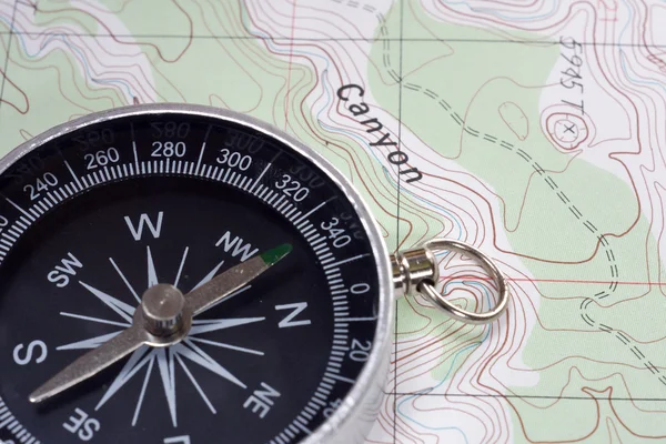 Map and Compass — Stock Photo, Image