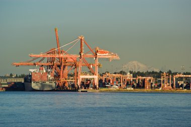 Container ships at Port of Vancouver clipart