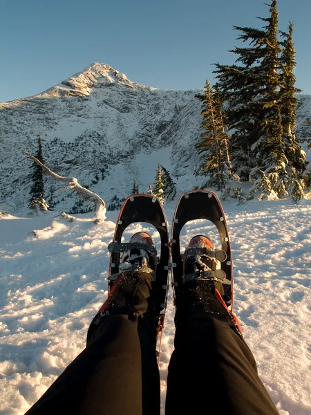 Strapped on snowshoes — Stock Photo, Image