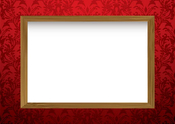 Houten frame op rood — Stockfoto