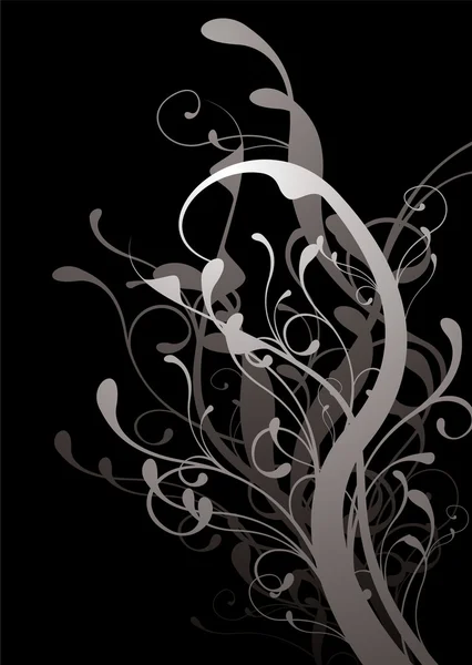 抽象花柄ブラック — ストックベクタ