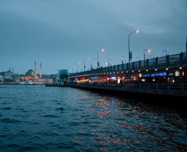 Reflections of Galata Bridge with New Mo clipart