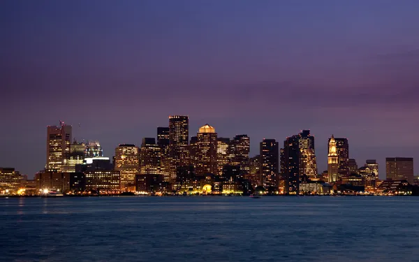 Panorama der skyline von Boston bei Nacht — Stockfoto