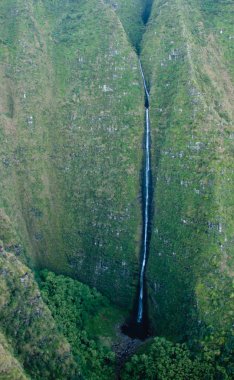 Waterfall in the mountains of Kauai clipart