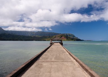 Pier at Hanalei Bay on Kauai clipart