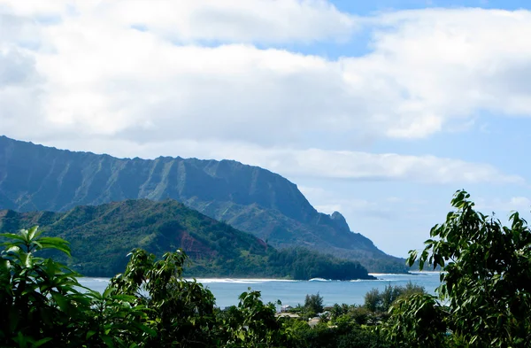 Costa de Na Pali enmarcada por árboles — Foto de Stock
