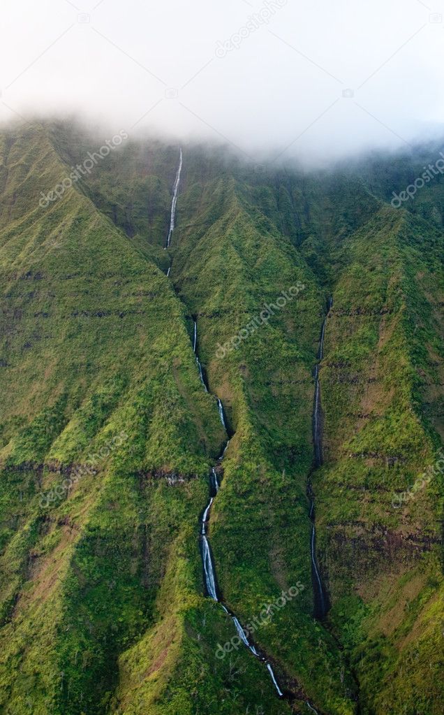 Waterfall off Mt Waialeale in Kauai