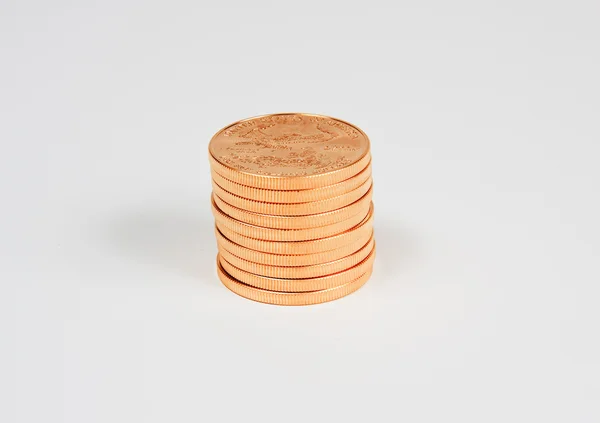 Stack of 1 ounce gold coins — Stock Photo, Image