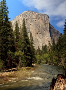 Slow motion river in front of El Capitan clipart