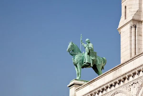 Bronze statue of horseman guards Sacre C — Stock Photo, Image