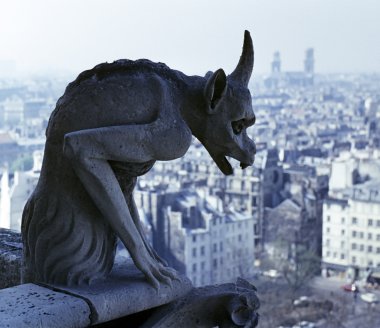 Gargoyle overlooking Paris clipart