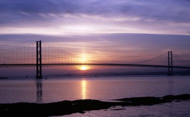 Forth Road Bridge at sunset clipart