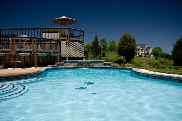 Water level view of pool and deck — Stock Photo, Image
