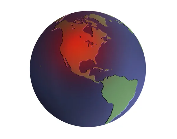 Image of Earth with red USA — Stock Photo, Image