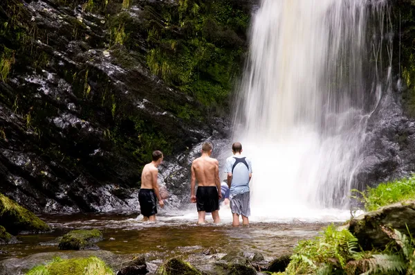 stock image Boys in a waterfall