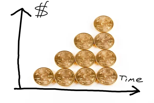 Золотые монеты, образующие граф — стоковое фото