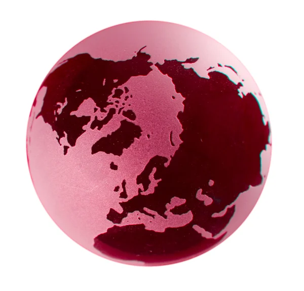 Polar view of a glass earth globe with r — Stock Photo, Image