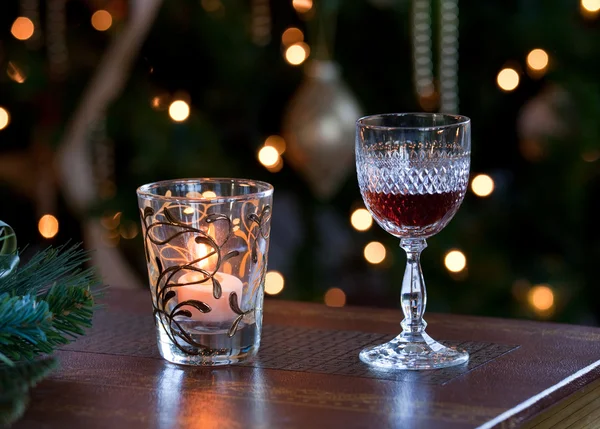 Glas sherry med ljus — Stockfoto