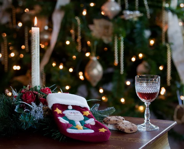 Sherry and cookies for santa — Stock Photo, Image