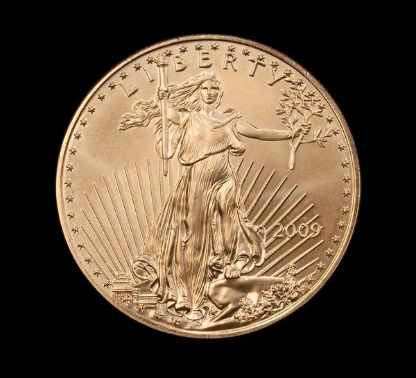 Ένα χρυσό κέρμα σε κοντινό πλάνο — Φωτογραφία Αρχείου