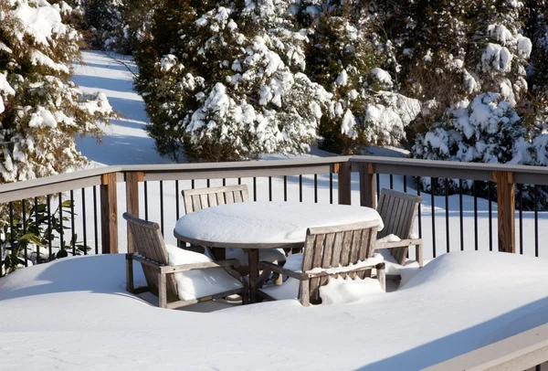 stock image Snowy modern deck