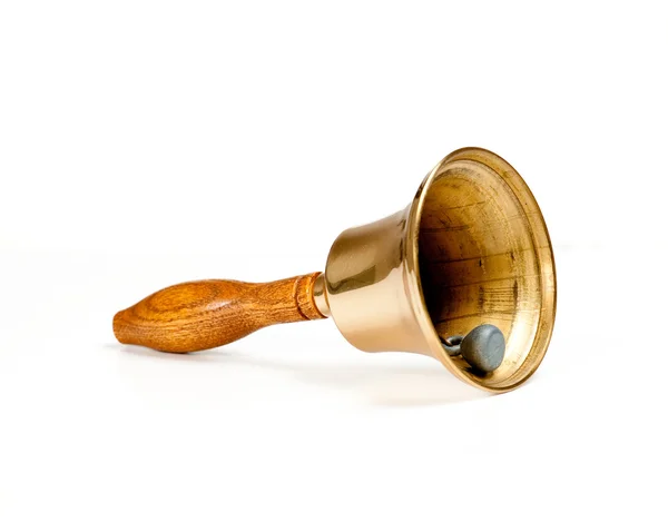 Handbell de latão com punho de madeira — Fotografia de Stock