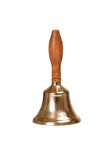 Латунный колокольчик с деревянной рукояткой — стоковое фото