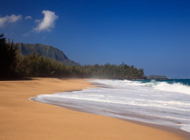 Waves over beach on Lumahai clipart