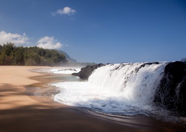 Waves over rocks on Lumahai clipart