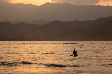 Hanalei Bay at sunset clipart