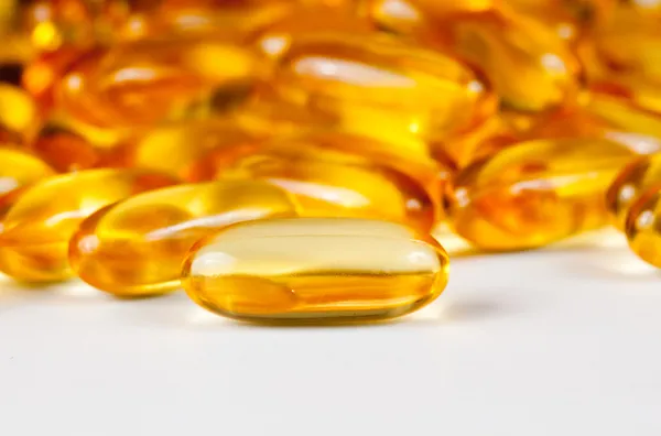 Zblízka rybí olej gel tablety — Stock fotografie