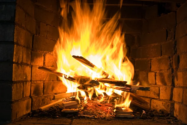 stock image Fire in a fireplace