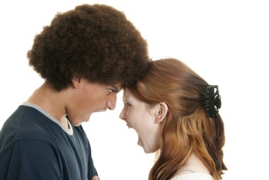 Mixed-race couple arguing clipart