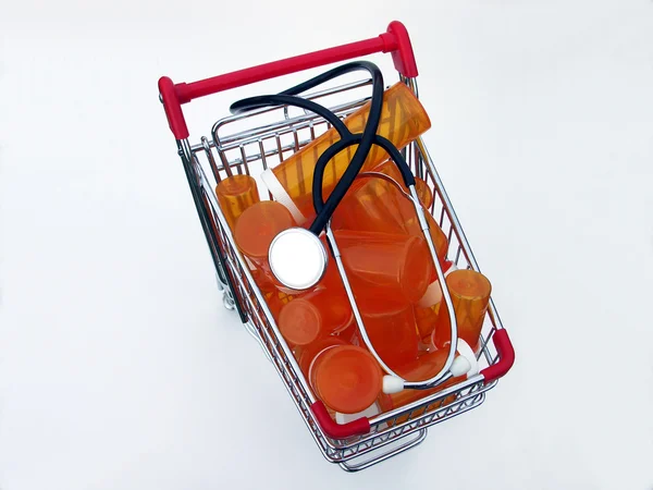 Sağlık için alışveriş (üstten görünüm) — Stok fotoğraf