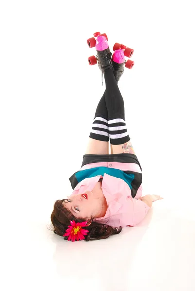 Rollergirl on the floor — Stock Photo, Image