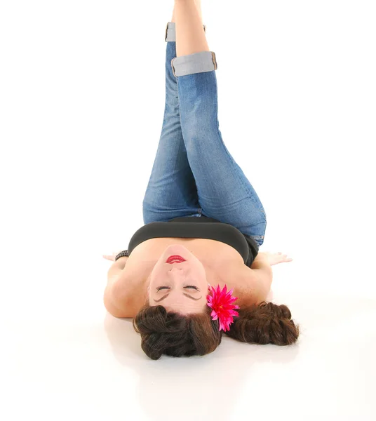 Frau auf dem Boden — Stockfoto